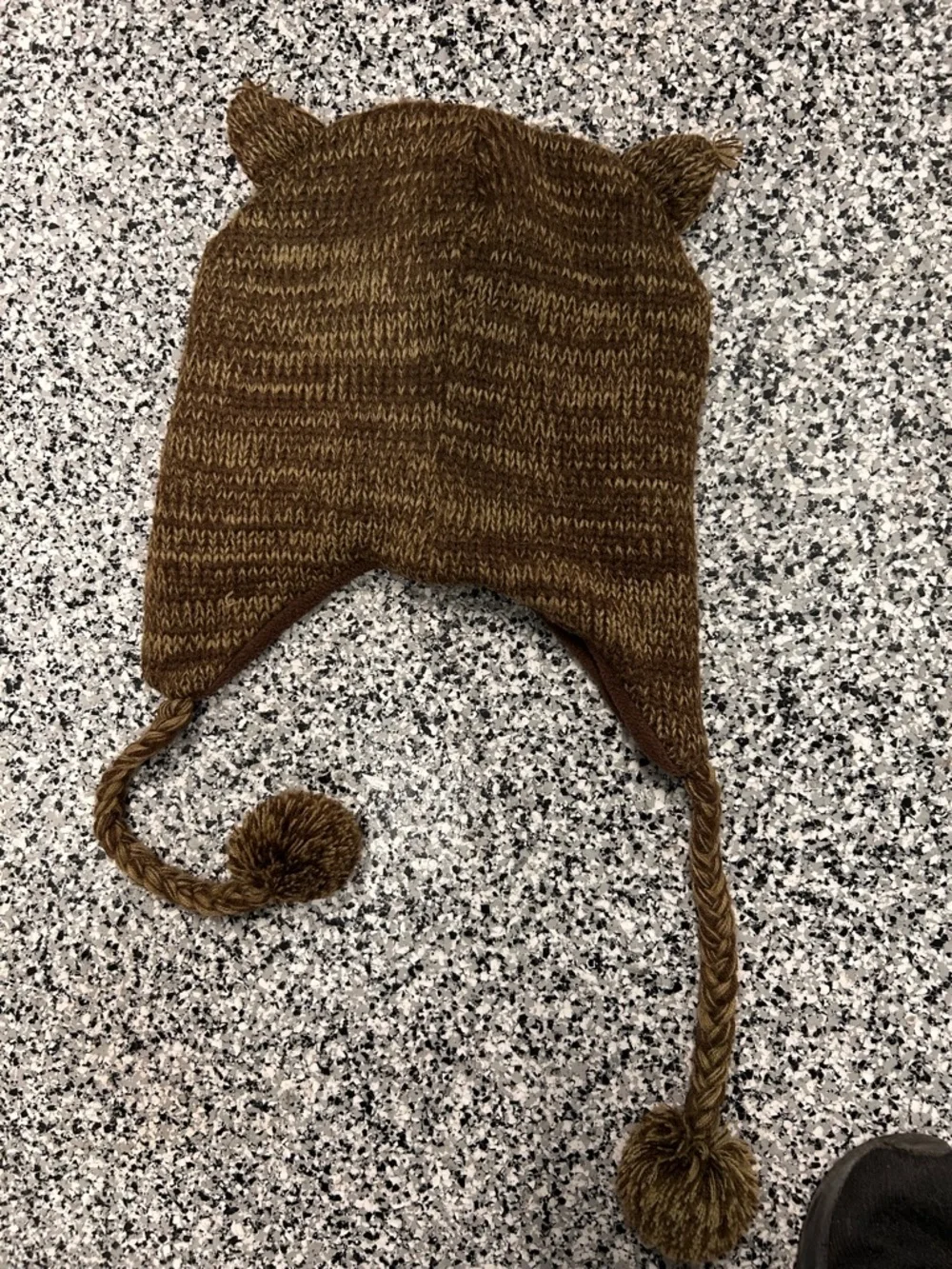 Source Unknown Brown Owl Knit Earflap Hat with Orange Accents